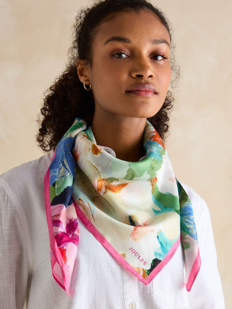 Floral - Joules quadrado Bloomfield 100% seda Scarf - Imagem 2 de 5