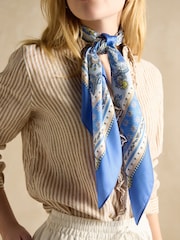 Azul - Joules quadrado Bloomfield 100% seda Scarf - Imagem 3 de 6