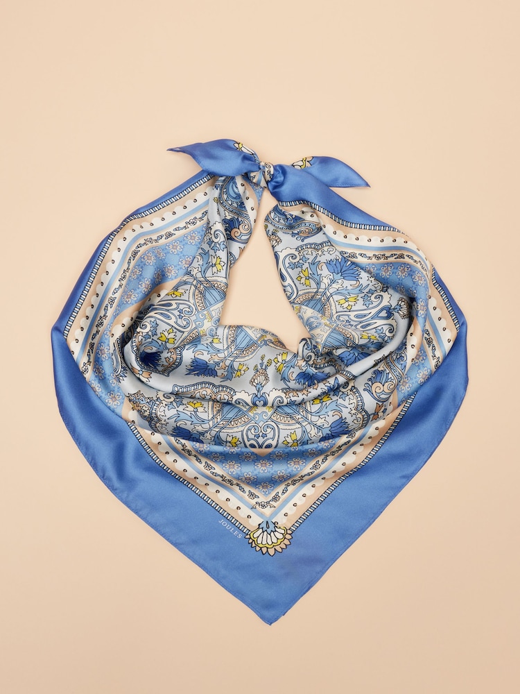Azul - Joules quadrado Bloomfield 100% seda Scarf - Imagem 6 de 6