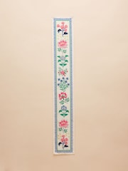 Joules Highgrove Cream Tile Print Skinny Printed 100% Silk Scarf - Image 3 of 5