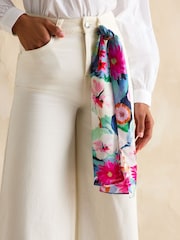 Joules Highgrove Floral Skinny Printed 100% Silk Scarf - Image 2 of 5