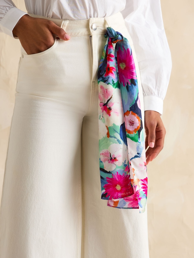 Joules Highgrove Floral Skinny Printed 100% Silk Scarf - Image 2 of 5