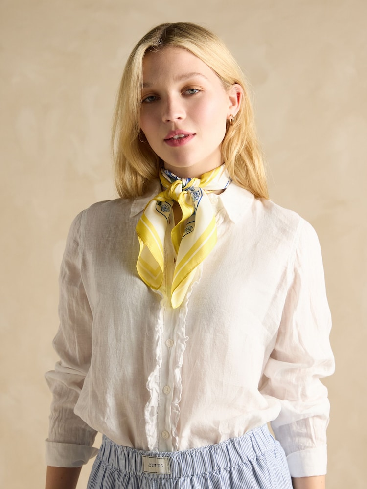 Бело-желтый - Joules Elsie 100% Silk Scarf - Image 1 of 5