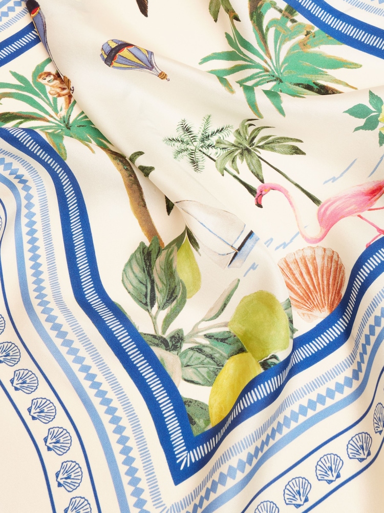 Joules Elsie Yellow/White 100% Silk Scarf - Image 4 of 5