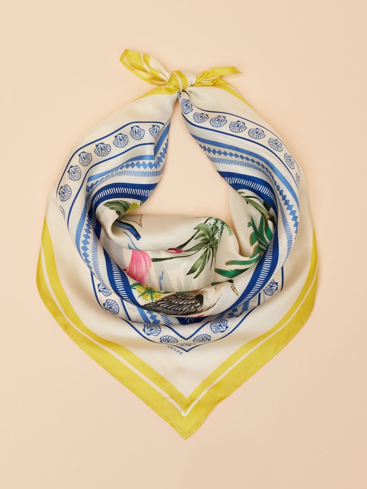 Бело-желтый - Joules Elsie 100% Silk Scarf - Image 5 of 5