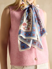 Joules Windsor Yellow/Blue Printed Long 100% Silk Scarf - Image 2 of 5