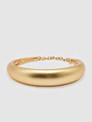 Reiss Gold Tone Selina Smooth Curve Chain-Back Bangle - Image 2 of 4