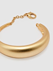 Reiss Gold Tone Selina Smooth Curve Chain-Back Bangle - Image 3 of 4