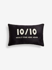 Monochrome Ten Out Of Ten Slogan Velvet Cushion - Image 2 of 4