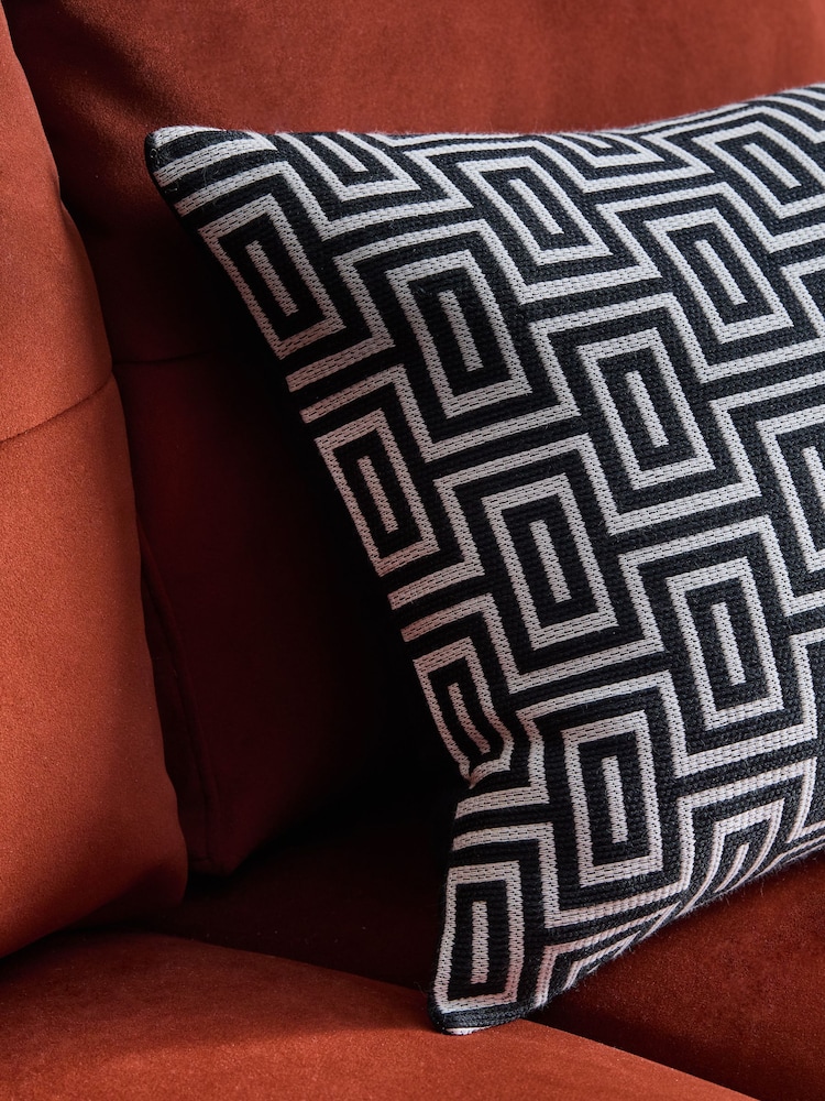 Monochrome 40 x 59cm Geometric Jacquard Cushion - Image 3 of 7