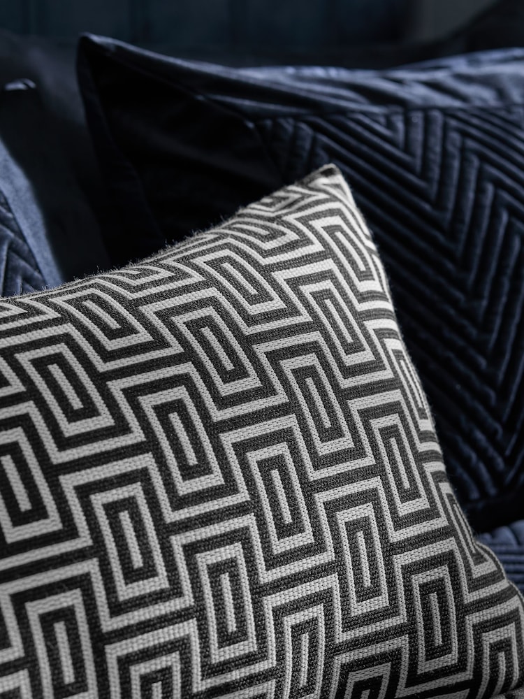 Monochrome 40 x 59cm Geometric Jacquard Cushion - Image 4 of 7