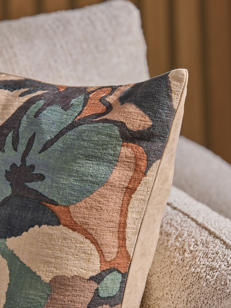 Teal Blue Abstract Floral Cushion - Image 2 of 5