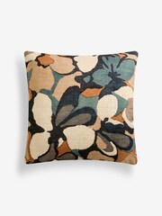 Teal Blue Abstract Floral Cushion - Image 3 of 5