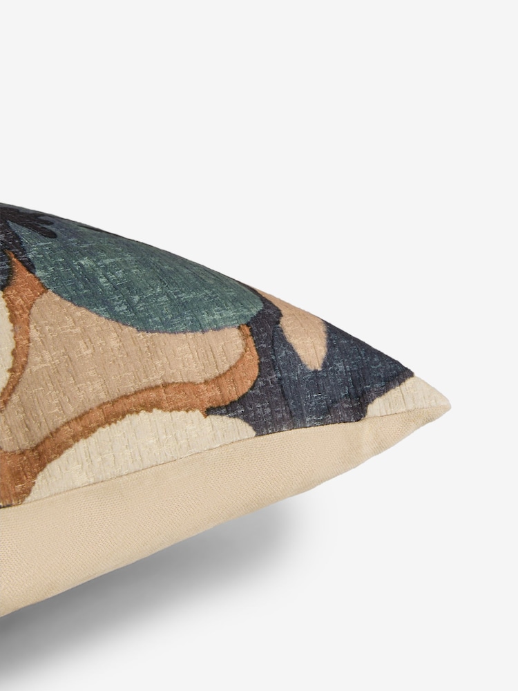 Teal Blue Abstract Floral Cushion - Image 5 of 5