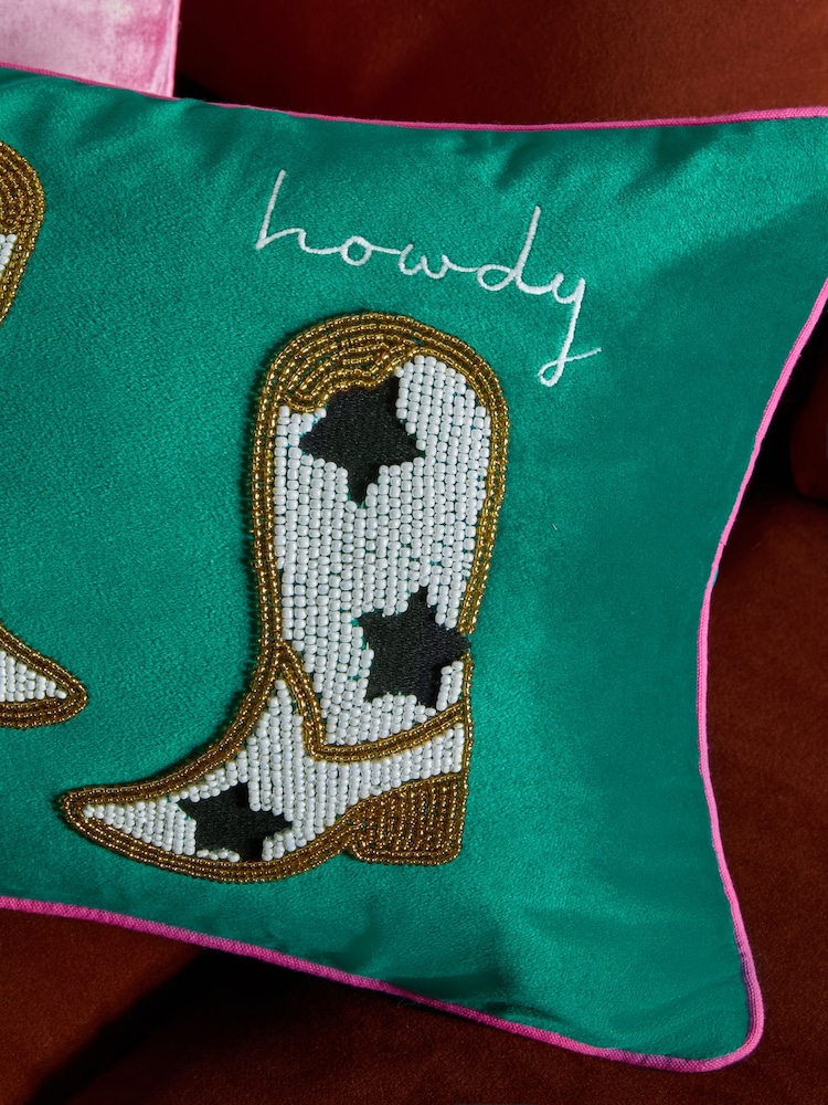 وسادة كرسي مزيّنة بتطريز بوت رعاة البقر مع شعار Howdy - صورة 2 من 5 وسادة كرسي مزيّنة بتطريز بوت رعاة البقر مع شعار Howdy - صورة 2 من 5