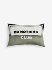 Black Do Nothing Club Slogan Velvet Cushion - Image 2 of 4