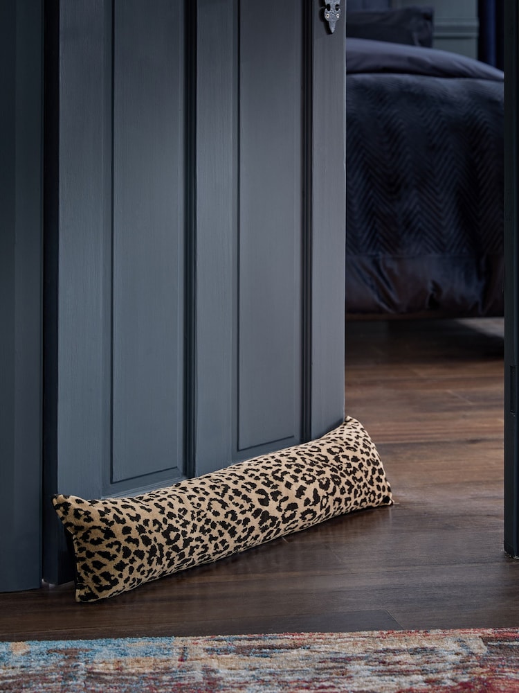 Black/Animal Leopard Velvet Draught Excluder - Image 1 of 5