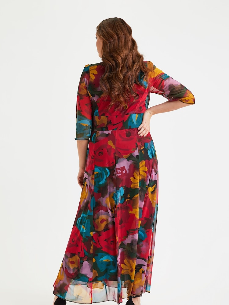 Scarlett & Jo Purple Red Dye Verity 3/4 Sleeve Maxi Gown - Image 2 of 4 Scarlett & Jo Purple Red Dye Verity 3/4 Sleeve Maxi Gown - Image 2 of 4