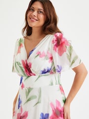 Scarlett & Jo Pink & Purple Floral Isabelle Angel Sleeve Maxi Dress - Image 2 of 4