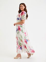 Scarlett & Jo Pink & Purple Floral Isabelle Angel Sleeve Maxi Dress - Image 3 of 4