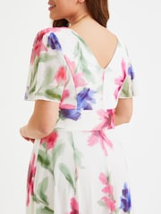 Scarlett & Jo Pink & Purple Floral Isabelle Angel Sleeve Maxi Dress - Image 4 of 4
