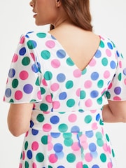 Scarlett & Jo Pink Purple & Green Polka Dot Isabelle Angel Sleeve Maxi Dress - Image 5 of 5