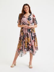 Scarlett & Jo Pink Multi Tropical Julie Hanky Hem Dress - Image 1 of 5