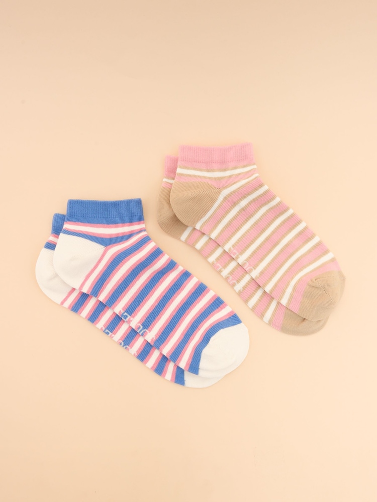 Azul/rosa - Joules Rilla Pack of Two Trainer Socks - Imagen 1 de 3