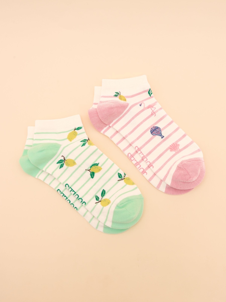 Amarillo limón - Joules Rilla Pack of Two Trainer Socks - Imagen 1 de 3