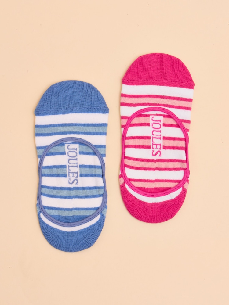 Joules Bessie Pink/Blue Pack of Two Invisible Socks - Image 1 of 3