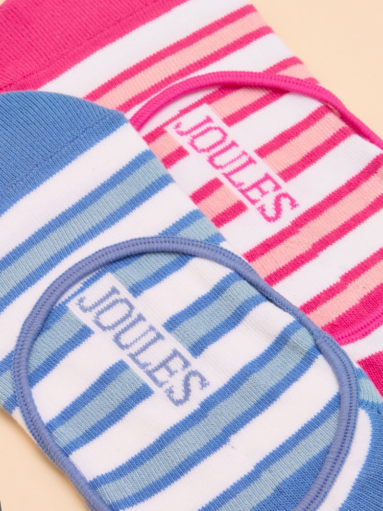 Joules Bessie Pink/Blue Pack of Two Invisible Socks - Image 2 of 3