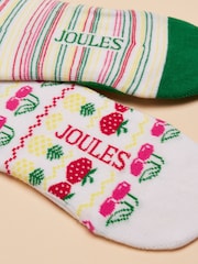 Joules Bessie White Ground Pack of Two Invisible Socks - Image 3 of 3