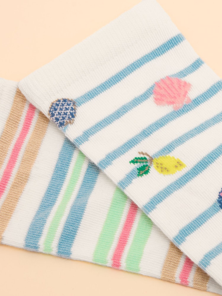 Crema/azul - Joules Women's Everyday 2 Pack Socks (size 4-8) - Imagen 2 de 3 Crema/azul - Joules Women's Everyday 2 Pack Socks (size 4-8) - Imagen 2 de 3