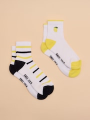 Joules Women's Volley Cream / Yellow Pack of Two Tennis Socks - Image 1 of 3