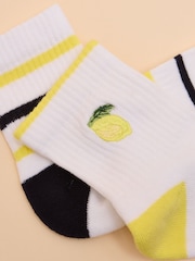 Joules Women's Volley Cream / Yellow Pack of Two Tennis Socks - Image 2 of 3