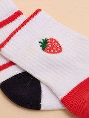 Joules Women's Volley Cream/Red Pack of Two Tennis Socks - Image 2 of 3