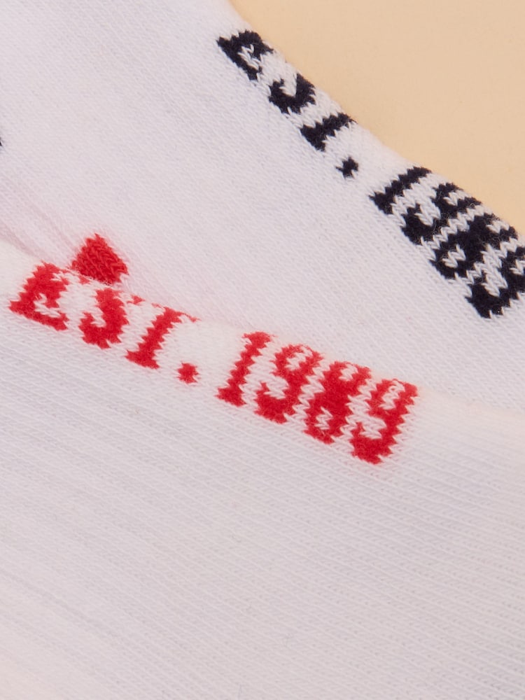 Joules Women's Volley Cream/Red Pack of Two Tennis Socks - Image 3 of 3