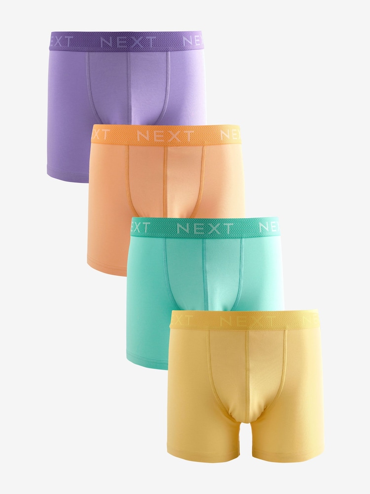 Bright Yellow/Green/Orange/Purple Cotton Rich Boxers 4 Pack - Image 1 of 7 Bright Yellow/Green/Orange/Purple Cotton Rich Boxers 4 Pack - Image 1 of 7