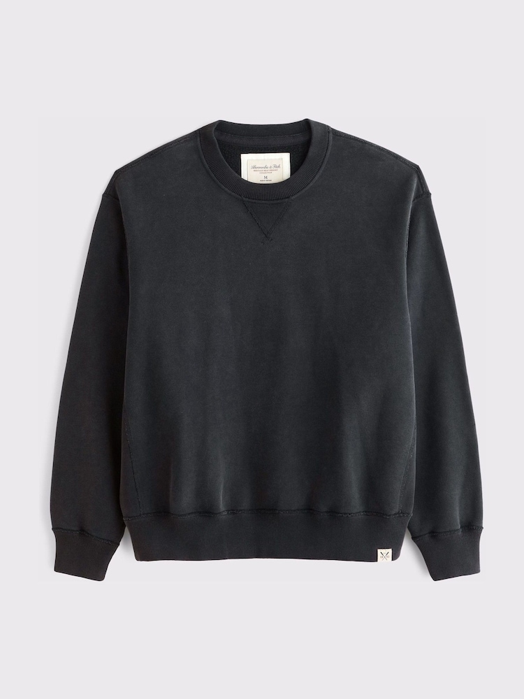 Abercrombie & Fitch Black Essential Crew Jersey Sweatshirt - Image 1 of 1