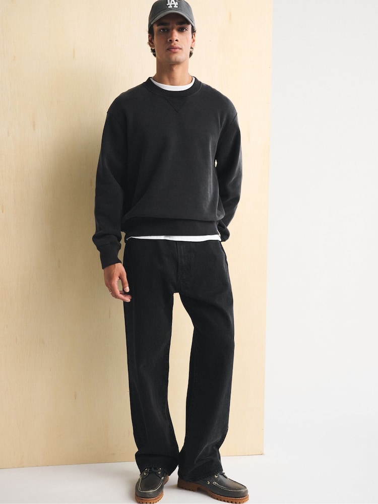 黑色 - Abercrombie & Fitch 基础款 圆领 针织运动衫 - 7的图像2｝