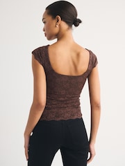 Abercrombie & Fitch Brown Lace Reversible Scoopneck Top - Image 2 of 7