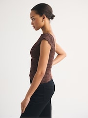 Abercrombie & Fitch Brown Lace Reversible Scoopneck Top - Image 5 of 7