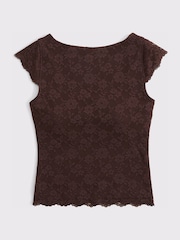 Abercrombie & Fitch Brown Lace Reversible Scoopneck Top - Image 6 of 7