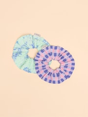 Joules Annika Green/Pink Pack of Two Scrunchies - Image 2 of 4
