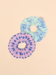 Joules Annika Green/Pink Pack of Two Scrunchies - Image 3 of 4