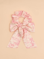 Joules Elissia Pink/White Toile de Jouy Scarf Scrunchie - Image 2 of 3