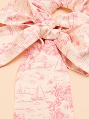 Joules Elissia Pink/White Toile de Jouy Scarf Scrunchie - Image 3 of 3