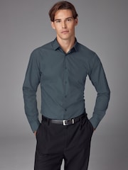 Petrol Blue Slim Fit Easy Care Single Cuff Smart Shirt - Image 1 of 8