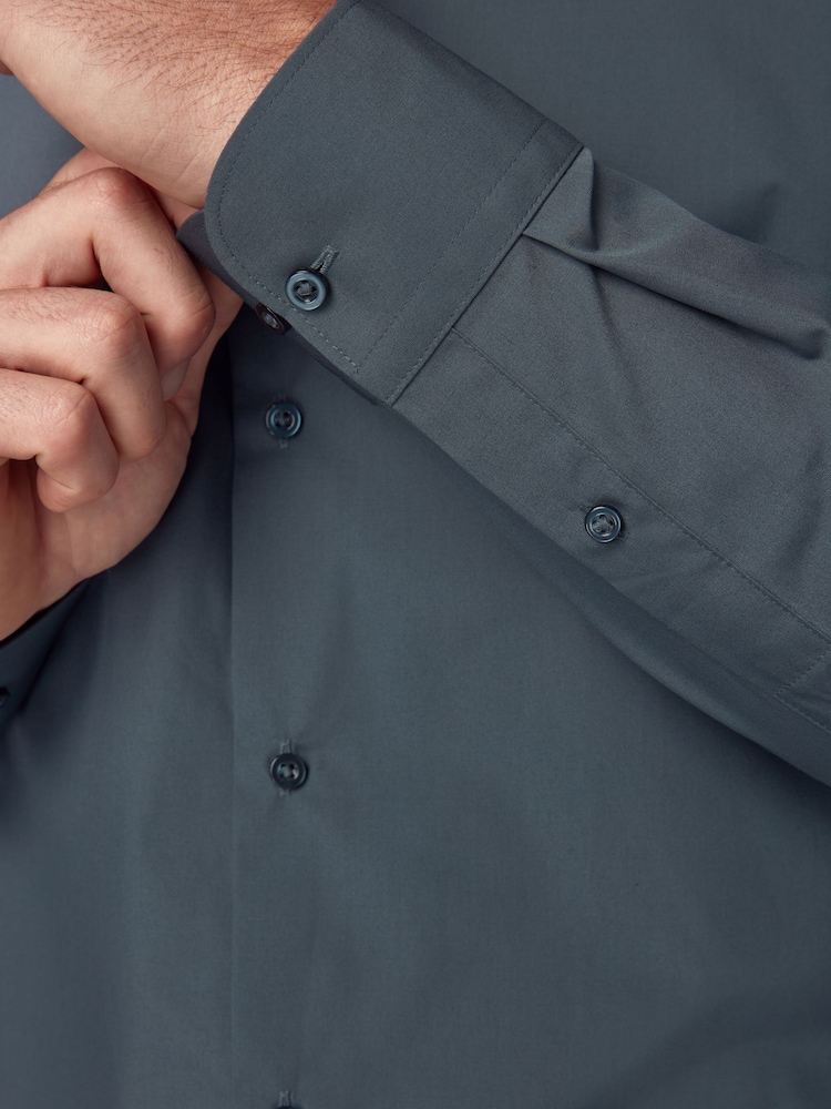 Petrol Blue Slim Fit Easy Care Single Cuff Smart Shirt - Image 5 of 8