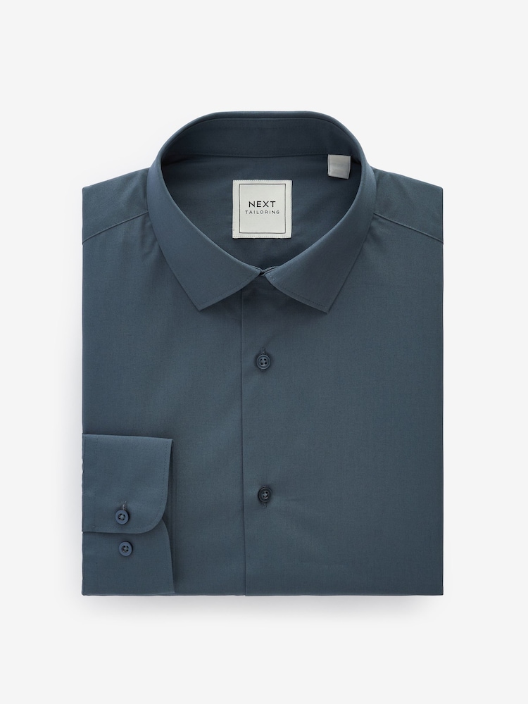 Petrol Blue Slim Fit Easy Care Single Cuff Smart Shirt - Image 6 of 8